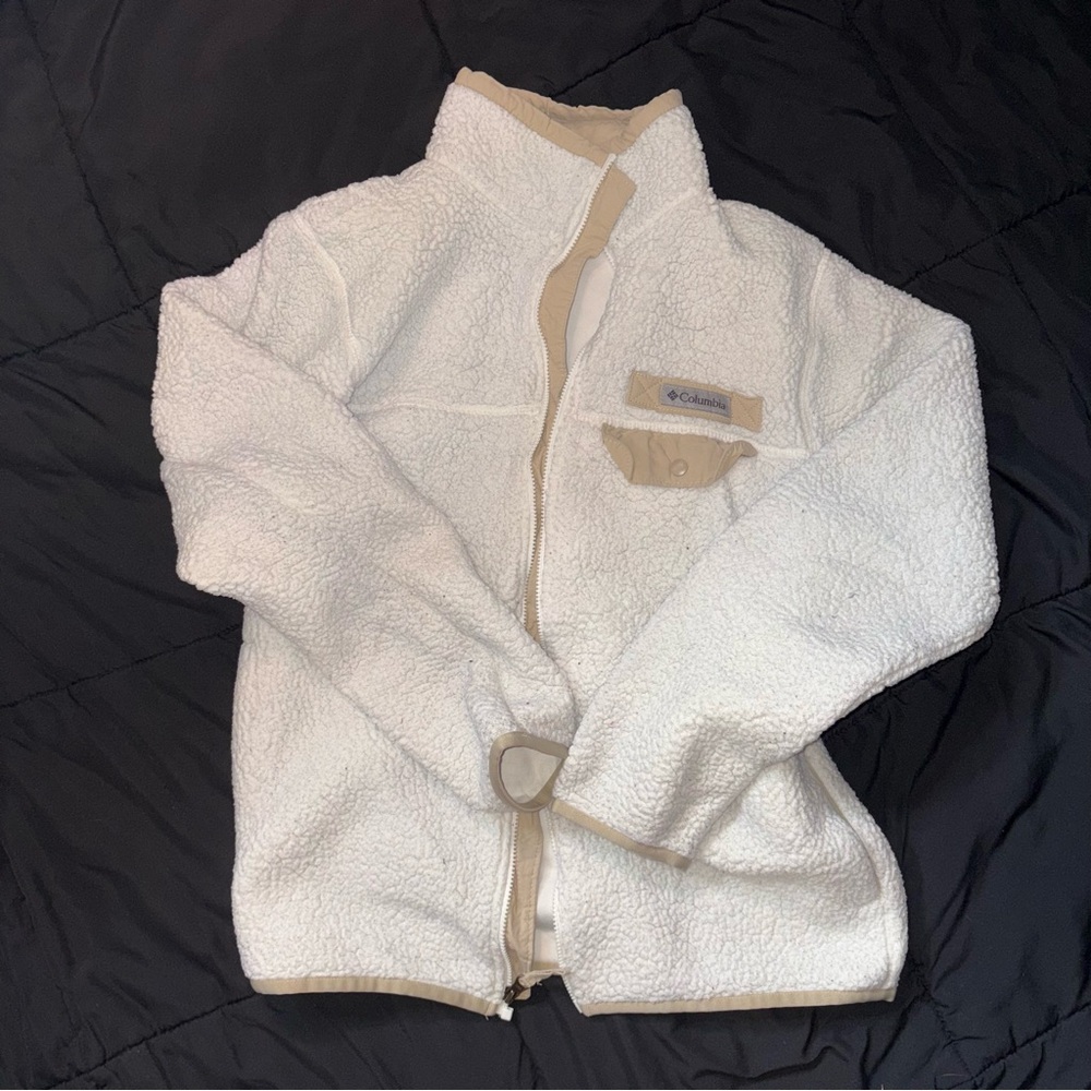 Columbia Cream and Tan Fleece Jacket